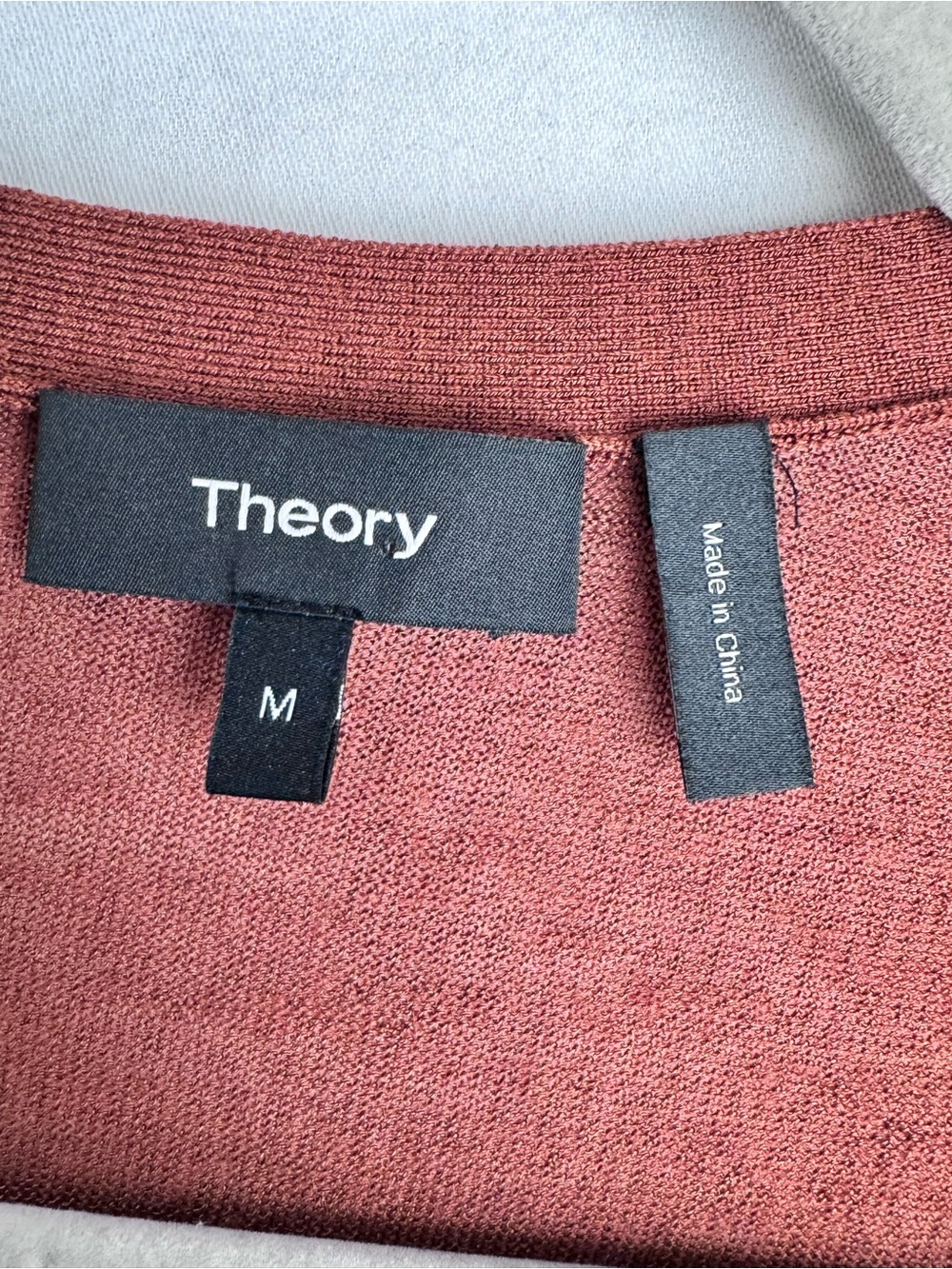 Theory Wool Blend Sheer Sleeve Ruffle Cuff Cardigan Size M Rust Red - Picture 5 of 8